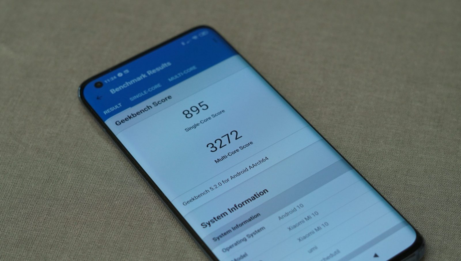 Xiaomi Mi 10 benchmark test results