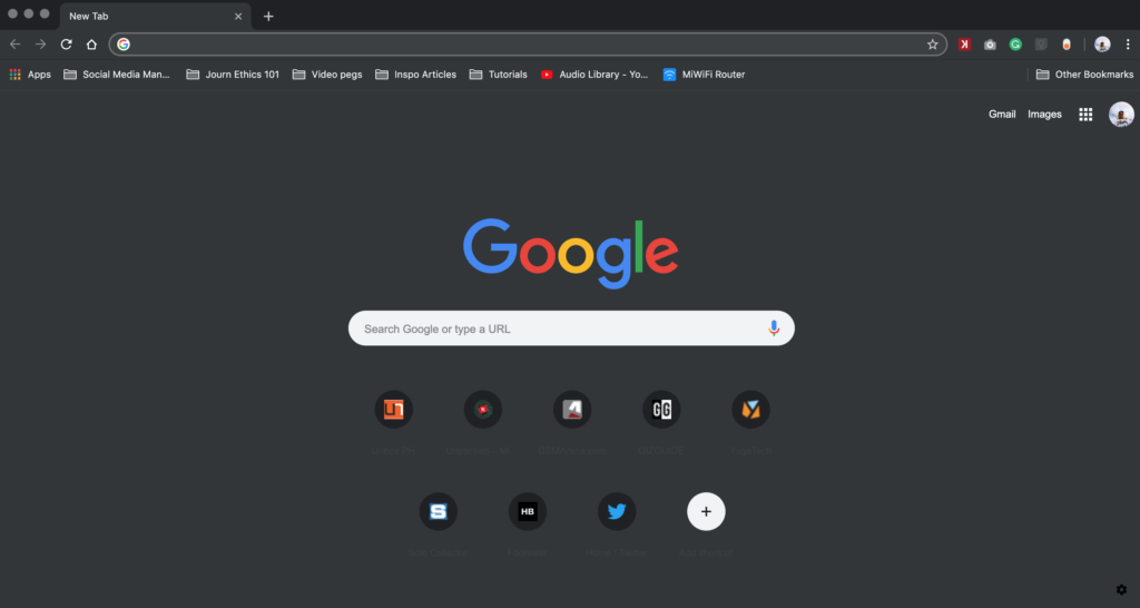 remove dark mode google chrome mac