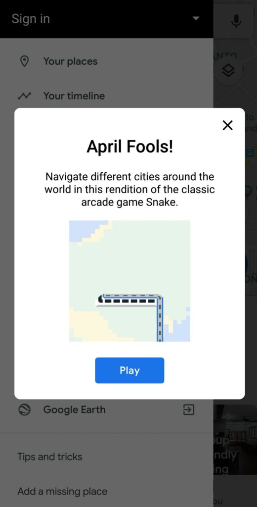 How to play classic Snake game on Google Maps