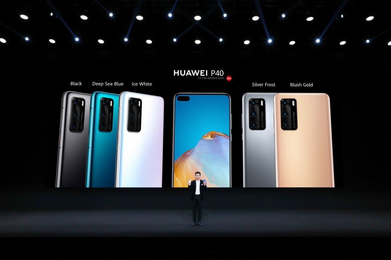 photo of huawei executive announcing the P40 series