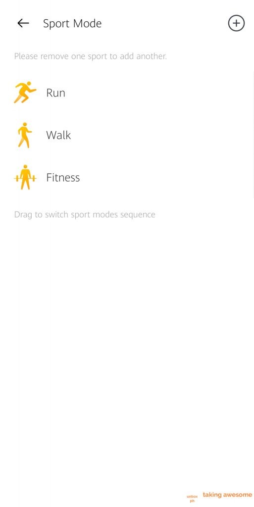 sport mode feature of the Realme Band app