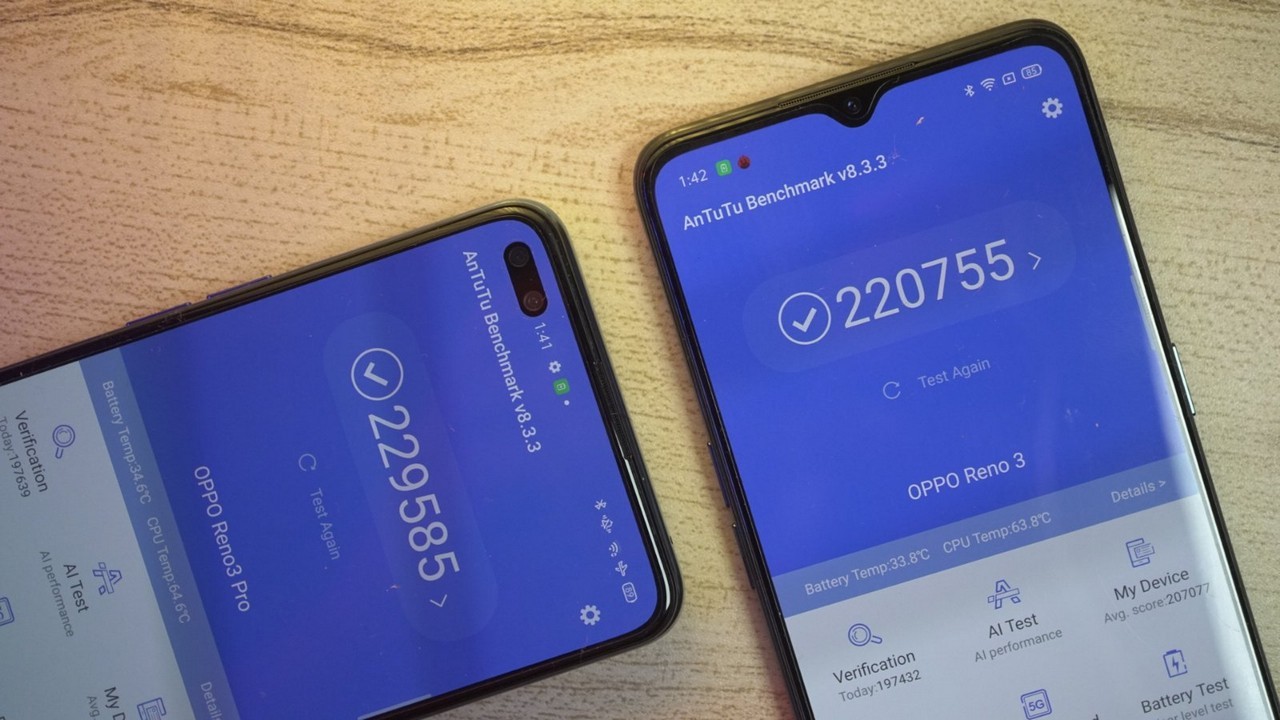 oppo reno3 and reno3 benchmark test results