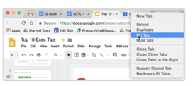 Chrome: pin tabs