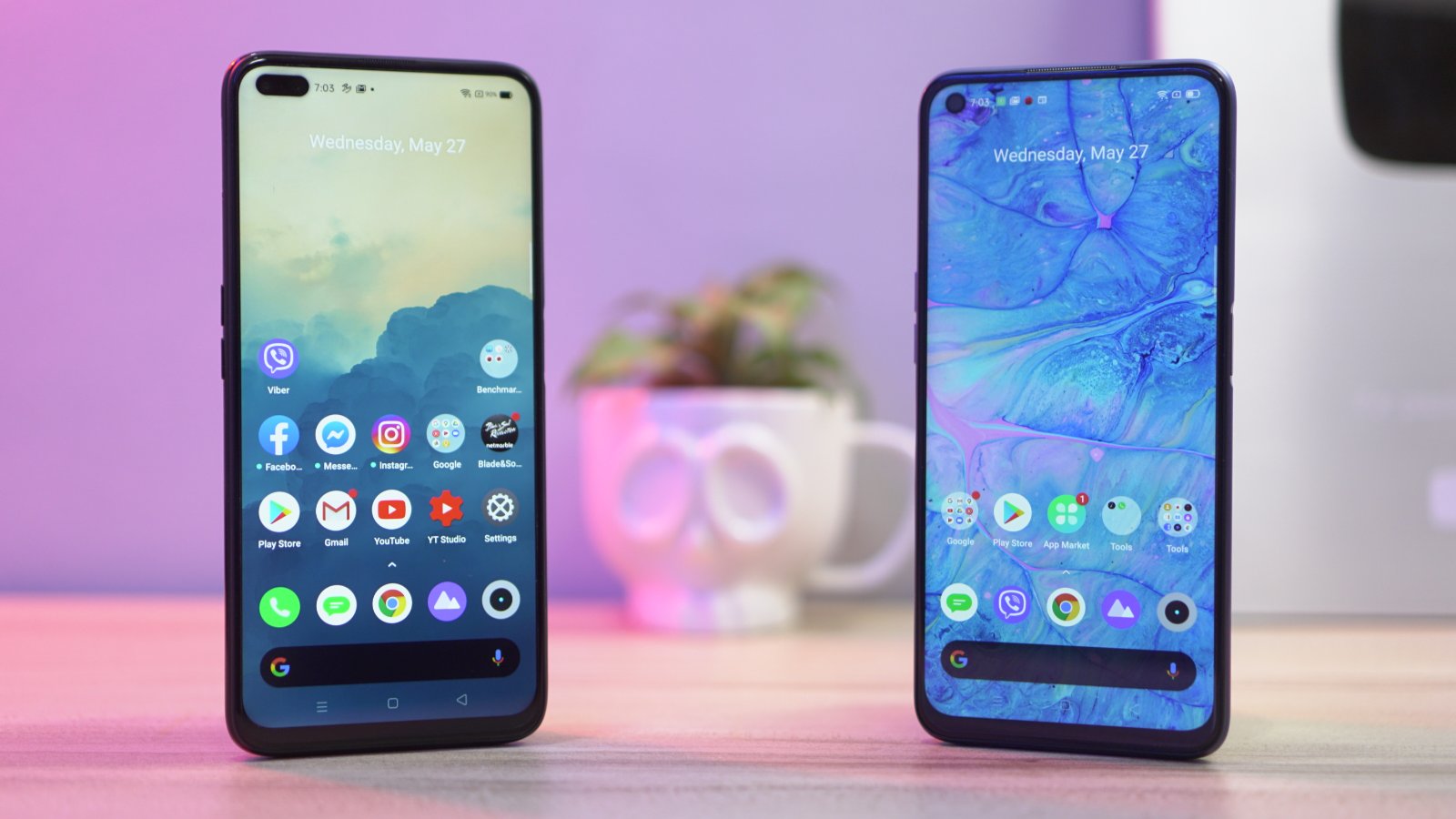 realme 6 and 6 pro screen comparison side by side