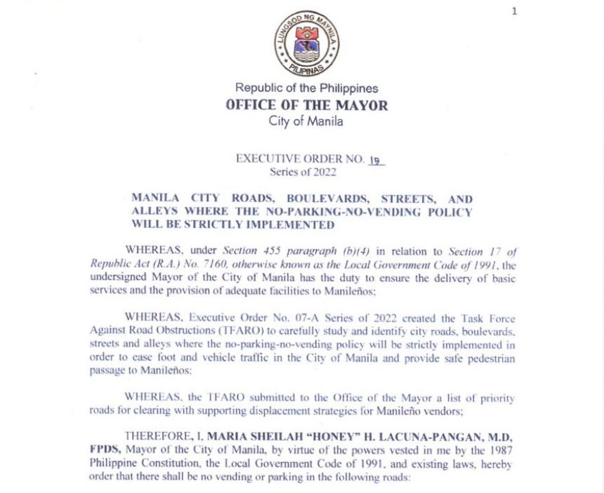Manila City Declares 16 Roads as No-parking Zones