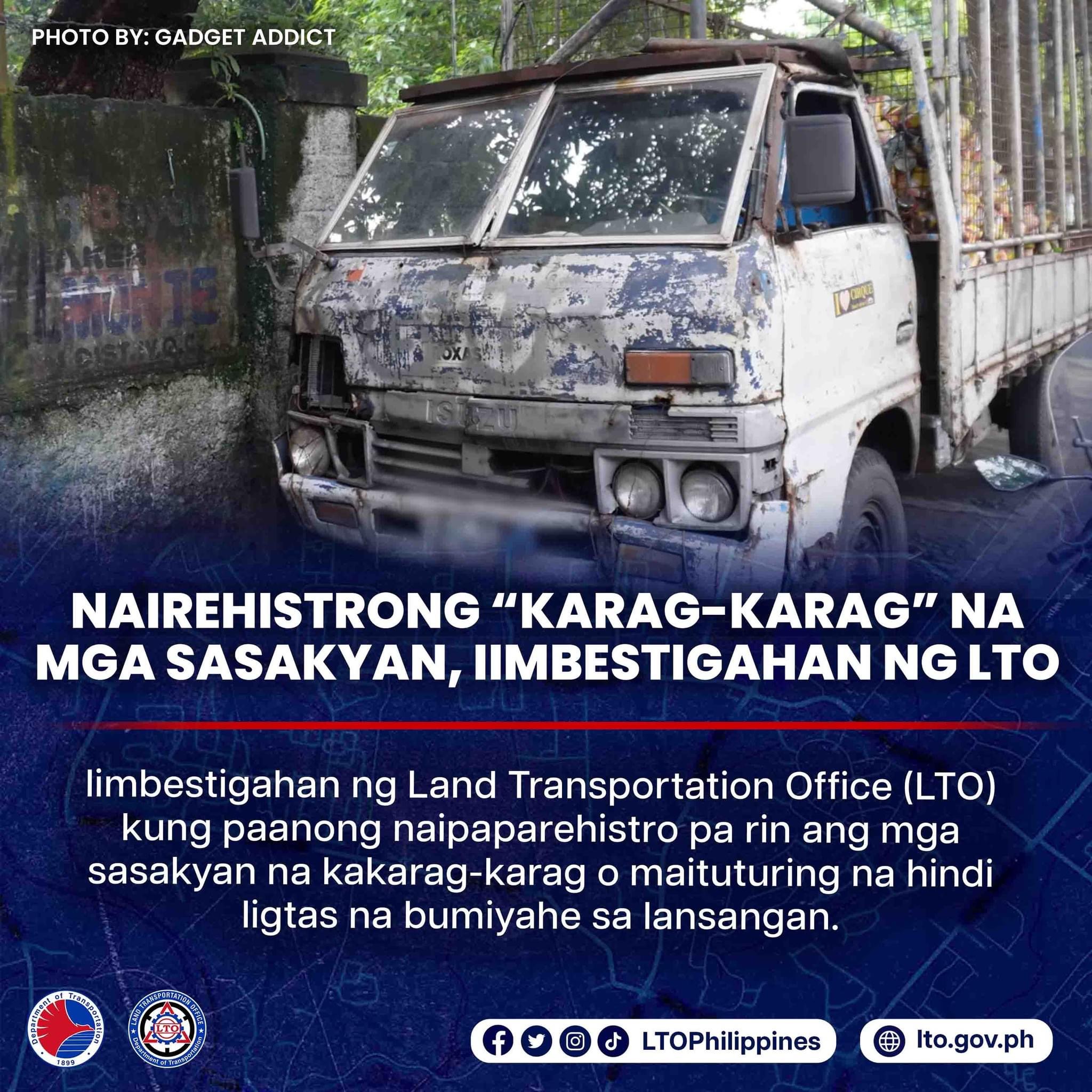 Paano Nakalusot: LTO To Probe Registration of Junk, Unsafe Vehicles
