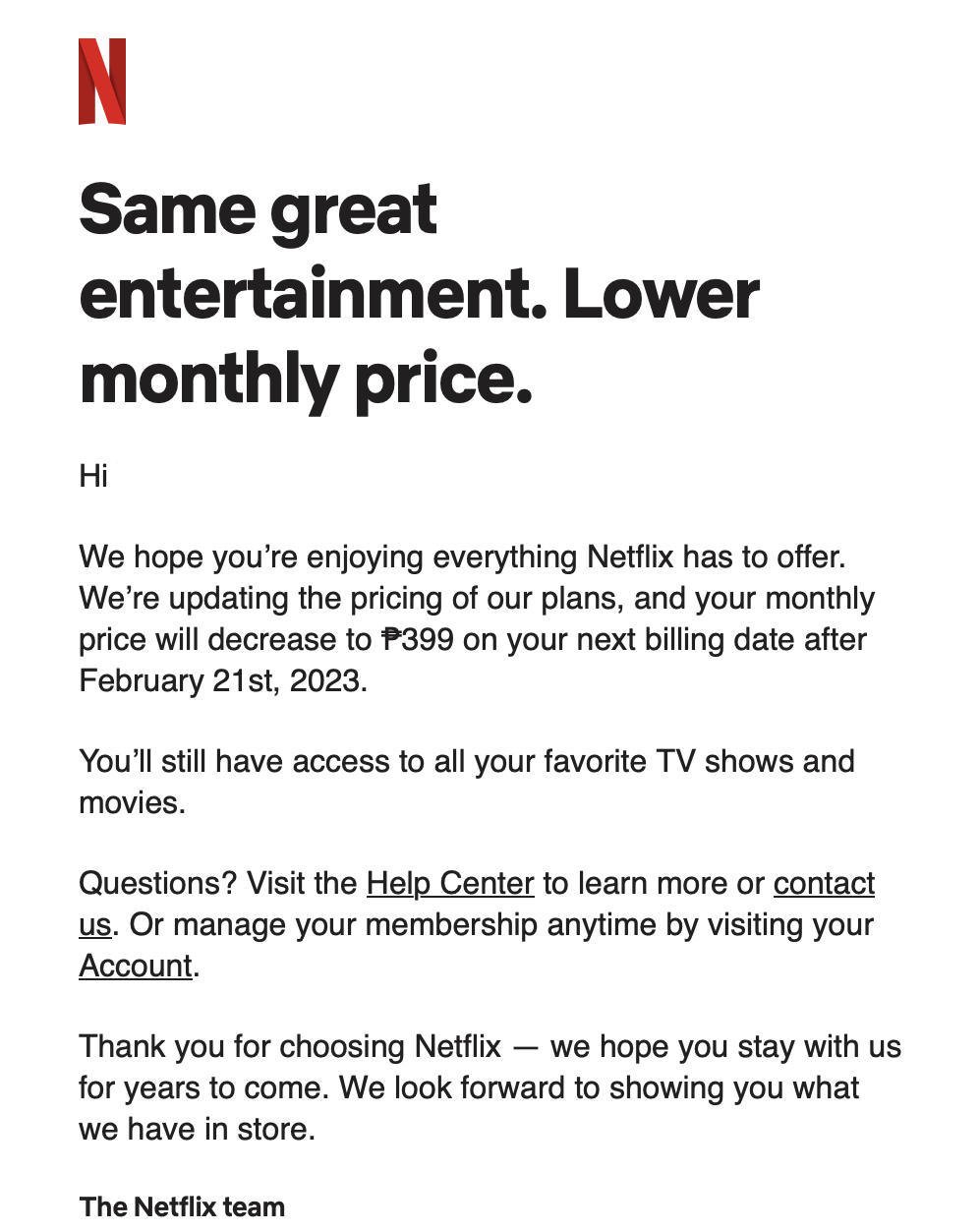 netflix pricing change